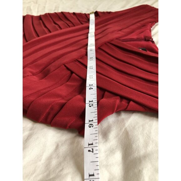 Adrianna Papell Womens Sleeveless Textured Sheath Dress Size 6 Red Evening Date - Picture 6 of 9